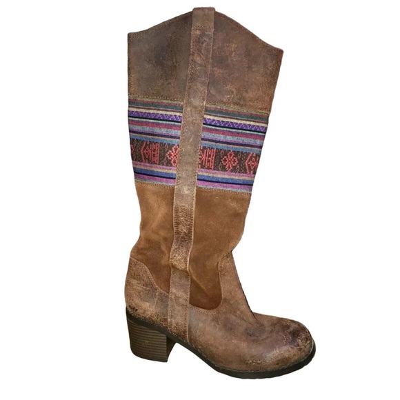 BC Because Music Is My Heartbeat Brown Leather Tall Boots Cowboy Southwest - Picture 7 of 10